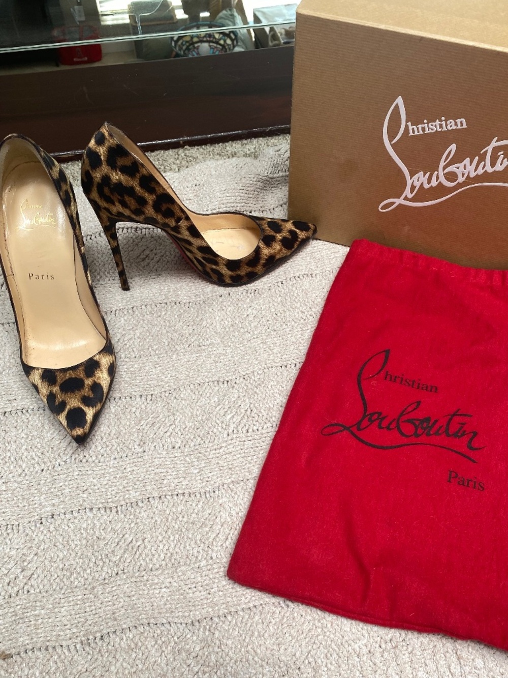 Christian Louboutin So Kate 120 Satin Leopard heels